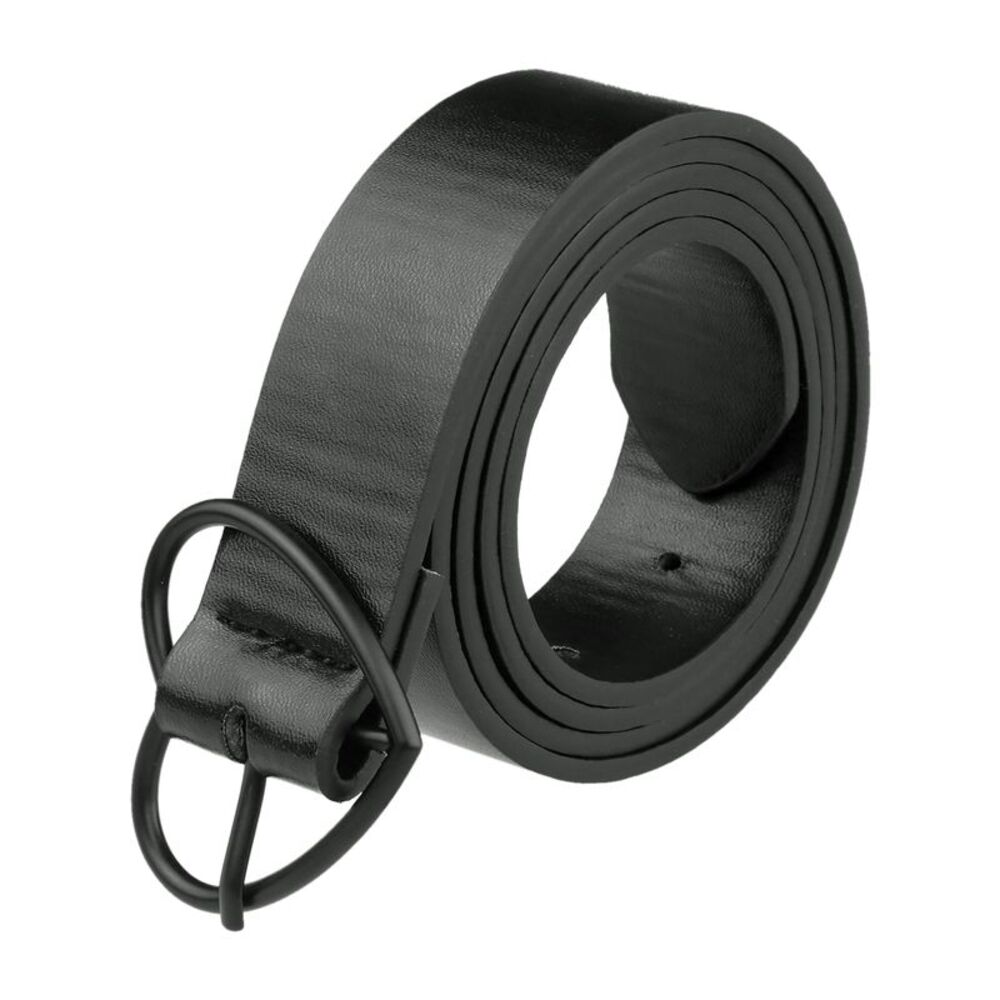 Black Casual Leather Belt with Black Buckle Waist Belt Love Heart Buckle Black